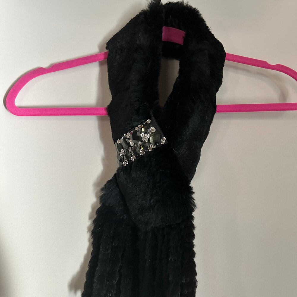 Vintage Black Fur Scarf